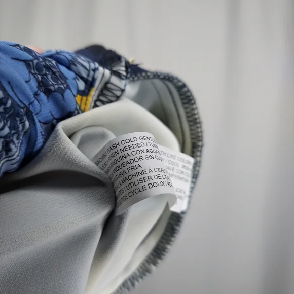 Eloquii Pants Women 16 Floral Jogger Elastic Pullon Pocket Stretch Blue Yellow - Picture 7 of 9